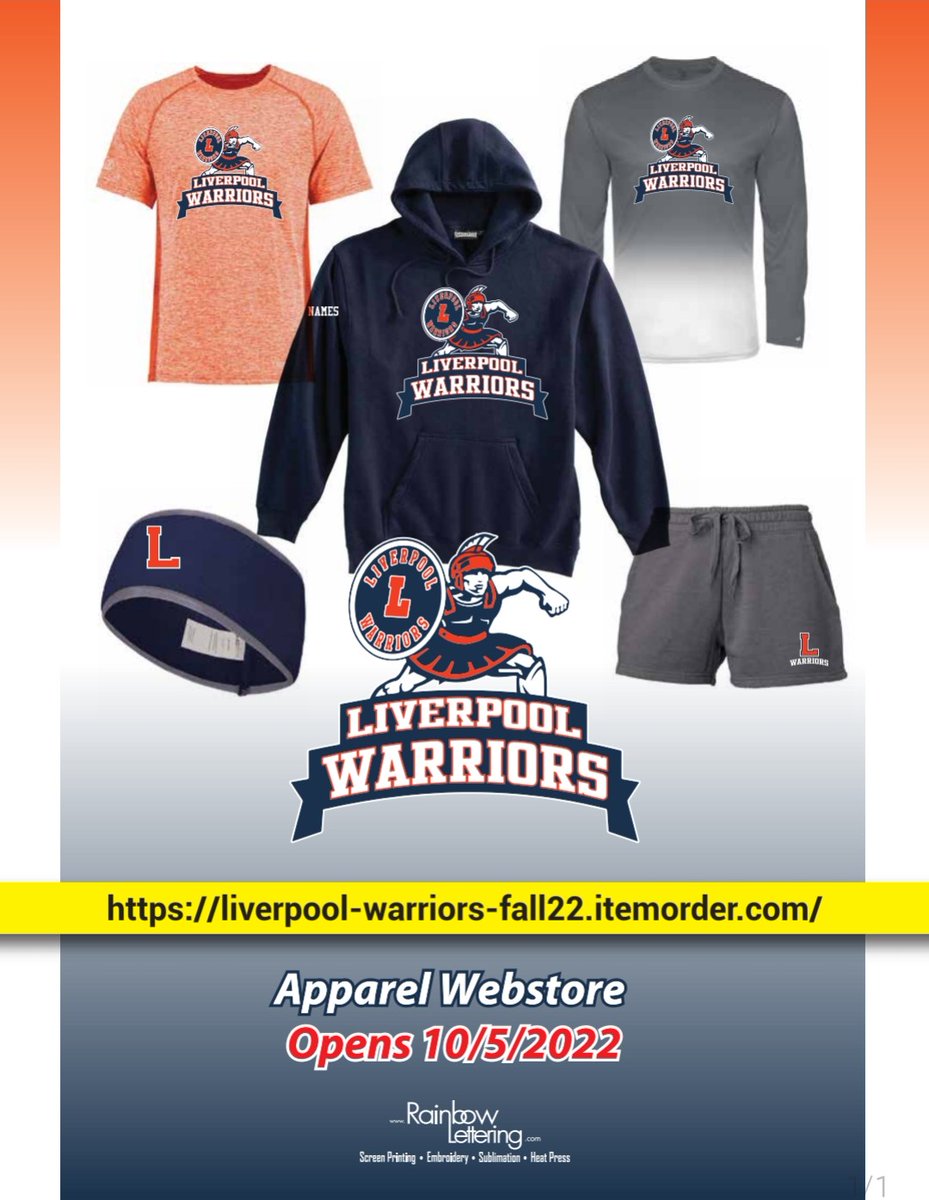 Liverpool apparel stores opening this Wednesday!  Great for Spirit Fridays.