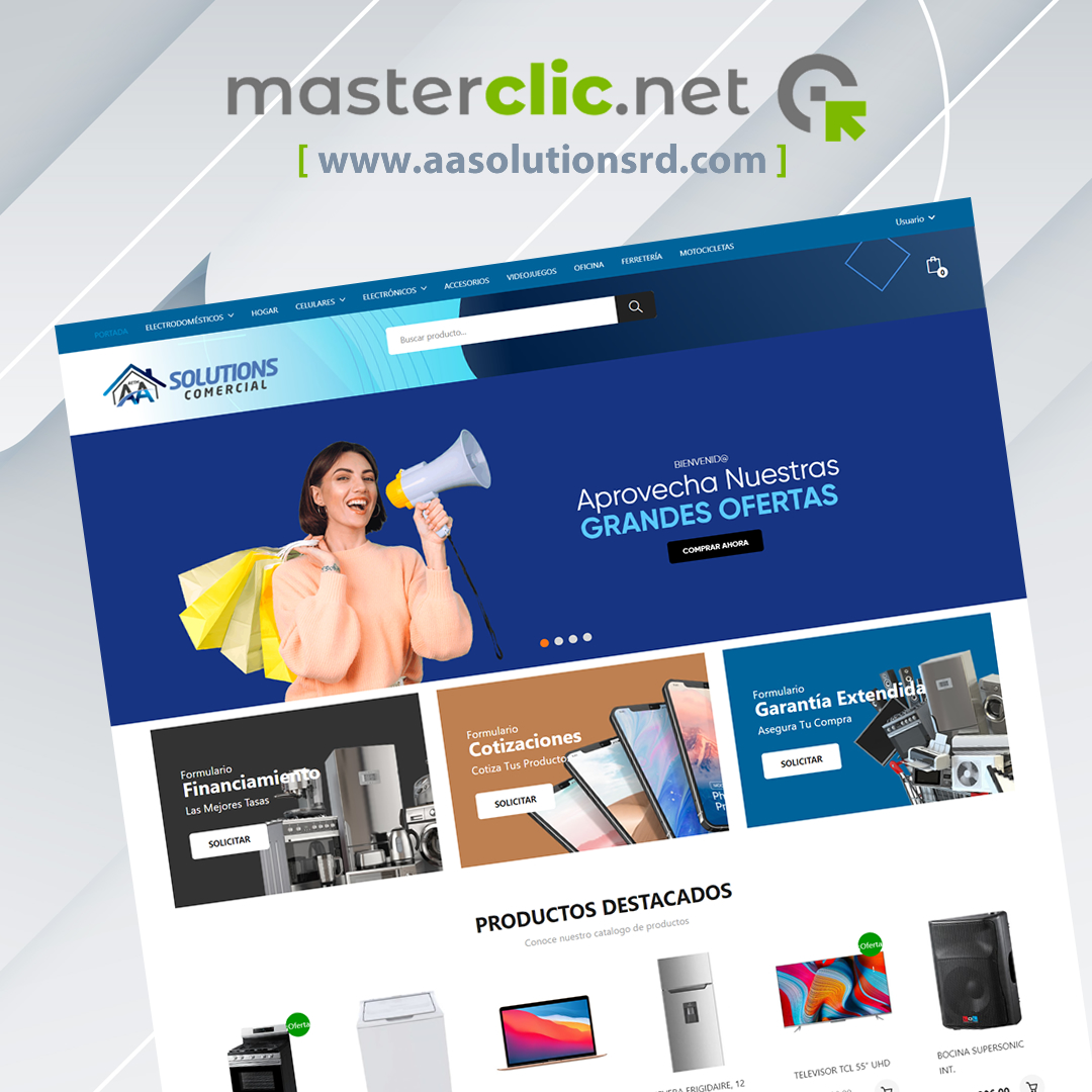 masterclic's tweet photo. Nuevo Cliente Satisfecho 🤝: AA SOLUTIONS: Tienda Electrodomésticos.
https://t.co/BsAksPhagw
Nunca antes fue tan fácil tener presencia objetiva en la web.🎯
Llámanos hoy: 829.844.8072 (WhatsApp). 
https://t.co/IKhDBHrQHM
#diseñoweb #desarrolloweb #marketingdigital #mypimes https://t.co/QcKK7NVT88