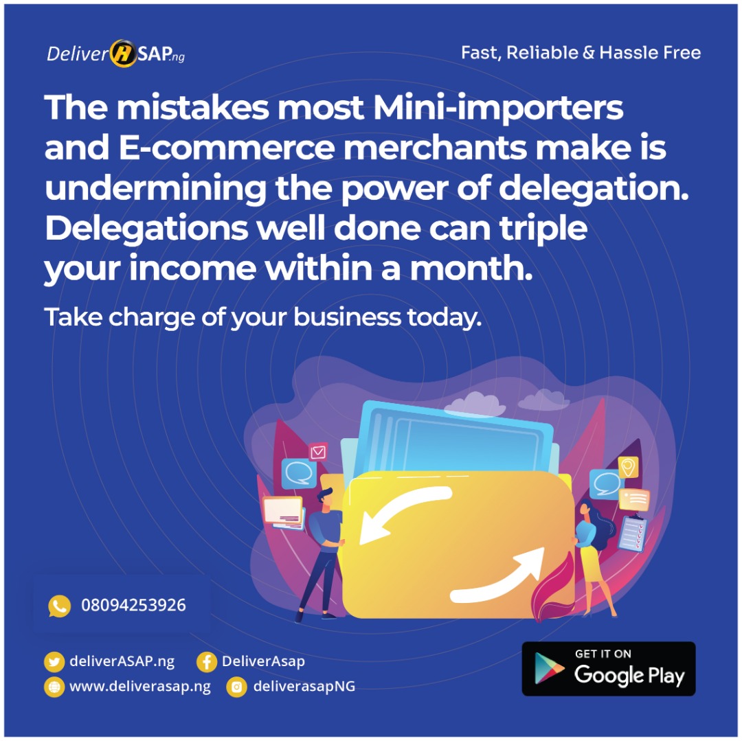 deliverasapng's tweet photo. Even at the face of delegation, ensure those you are delegating to are capable enough to handle the task.

Same it is for sending your merchandise through commercial bus drivers or inexperienced personnel, where there is risk, they leave you to bear the problem alone. https://t.co/dOrK9eFEWr
