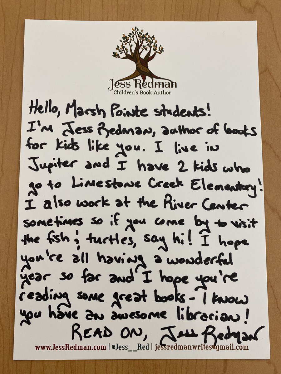 ToniLipscher's tweet image. Thank you to the amazing @Jess__Red for sending @MarshPointeEl a special note, picture and bookmarks! We love your books! @pbcsd @MarshPointePTO @MPEPrincipal @Ed_Tierney1 @561Sdpbc @GFsheffield @emapbc @lisaseymour1 @ssunshne #lovemylibraryPBCSD #librarysquad