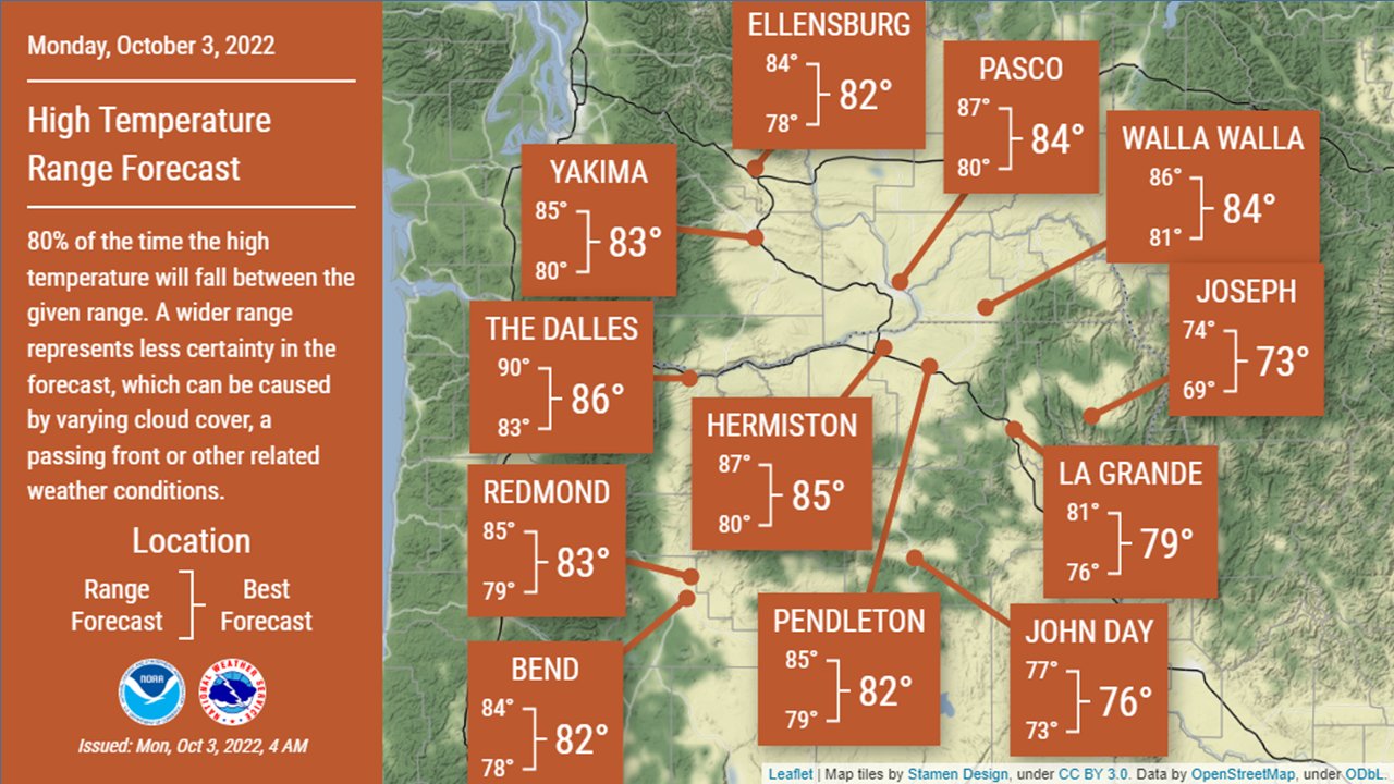 NWS Pendleton on Twitter "High temperatures of 10 degrees above normal