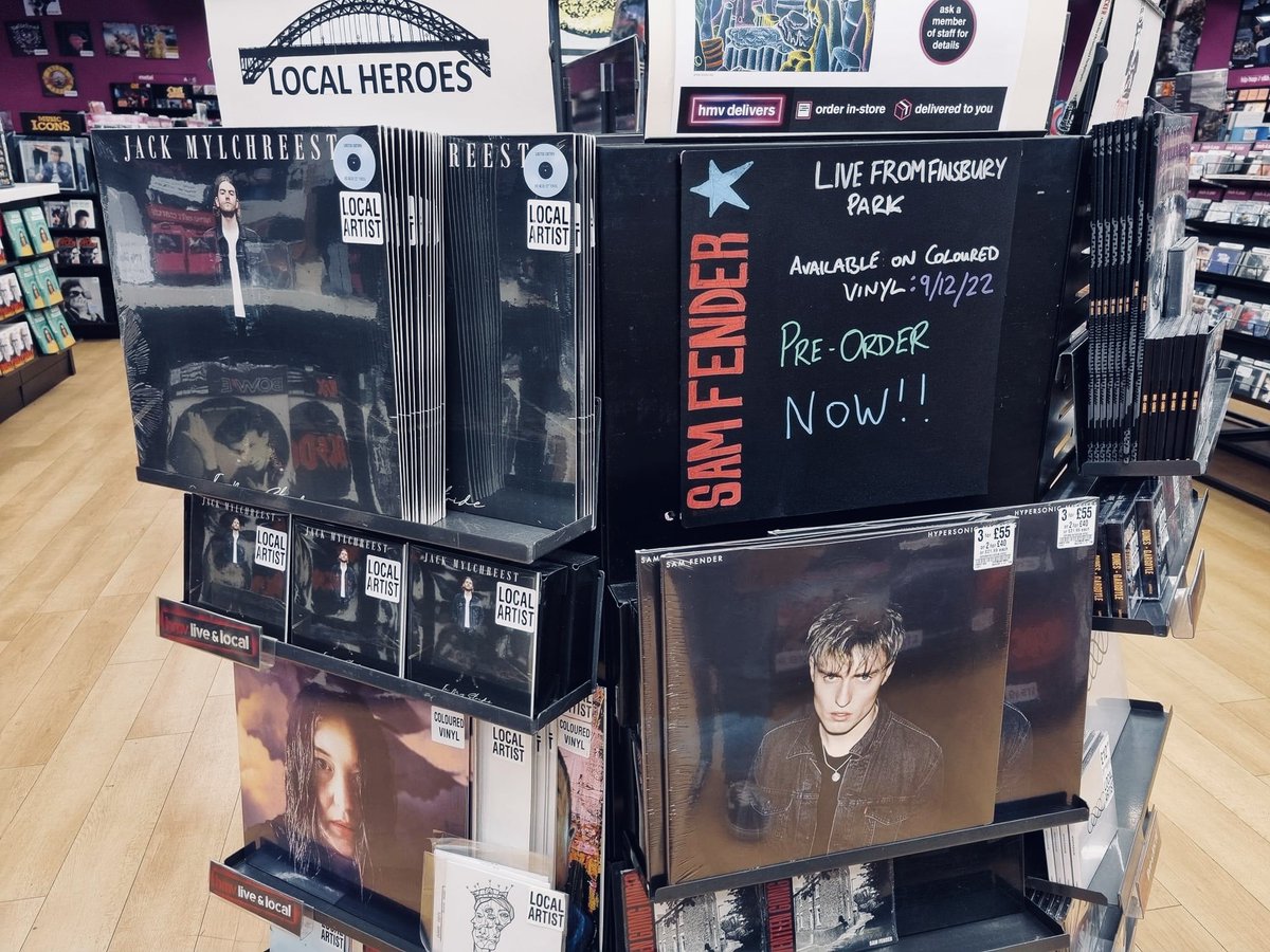 jackmylchreest's tweet photo. Just chilling next to @samfendermusic in @hmvNewcastle 🤘 https://t.co/xvLT5Ng8wt