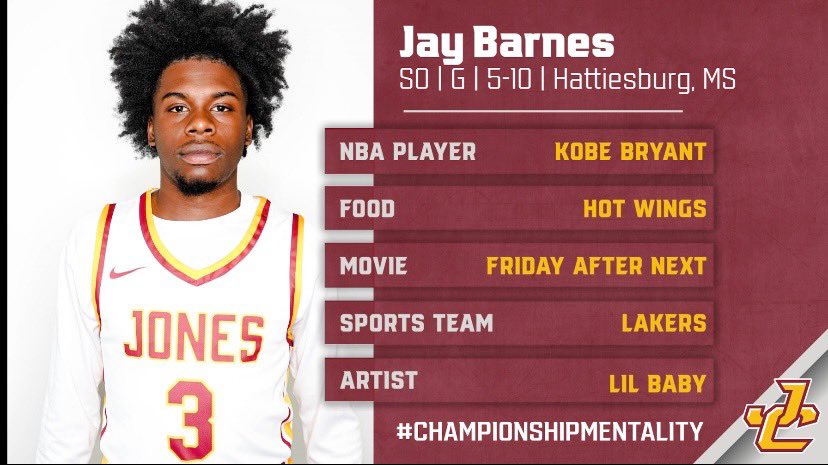 JC_BobcatsMBK's tweet photo. ɪɴᴛʀᴏᴅᴜᴄɪɴɢ ᴛʜᴇ ʙᴏʙᴄᴀᴛꜱ
🏀Player Introductions🏀

 Jay Barnes #3
 (@JayyBucketss_ )

5’11|Guard|Hattiesburg, MS

✅D1 Transfer
✅Tenacious Defender 
✅Playmaker
✅Shotmaker
✅ Floor General

#ChampionshipMentality https://t.co/vqVK9W65dL