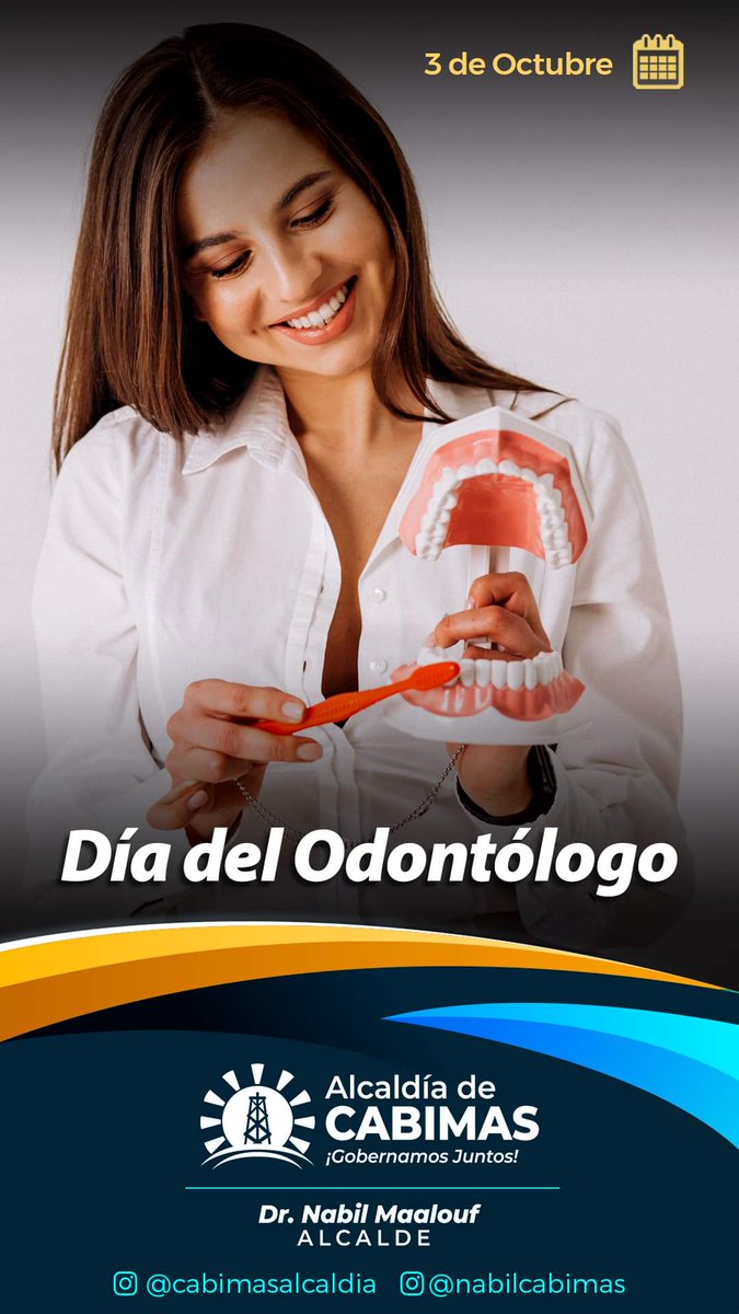 NabilCabimas's tweet photo. #3Oct Celebramos hoy el Día del Odontólogo en nuestro país 🇻🇪 Un día para rendir honores a estos grandes profesionales de la salud bucal 👏🏻
#DiaDelOdontologo
#NabilAlcalde
#GobernamosJuntos https://t.co/ifCtA8CuDJ