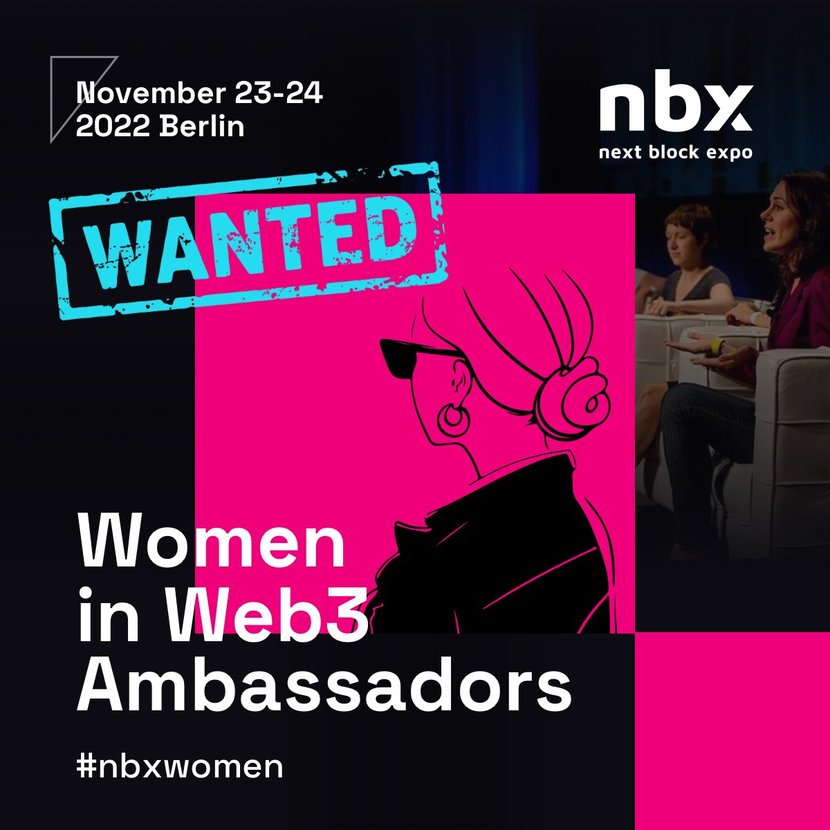 AnnaWebernbx's tweet photo. 📢 Women in Web3 Ambassadors WANTED🔥 #nbxwomen Next Block Expo Berlin 2022
https://t.co/zw8zEtJECA
If you want:
💃 free tickets
💃speaker slot panel
💃space on our website
💃special events
💃gifts
Are YOU in? 
Write a comment or 
anna@nextblockexpo.com https://t.co/5qu2X28T9l