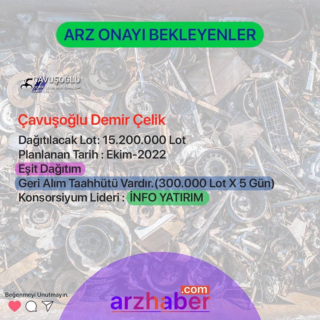 Gercek_Borsaci's tweet photo. #CAVDC 📍 Halka arzı SPK onayında bekleyen Çavuşoğlu Demir Çelik Geri Dönüşüm A.Ş.'nin hap bilgileri 👇 

#halkaarz #borsa #bist100 https://t.co/s4dC8TPaNU