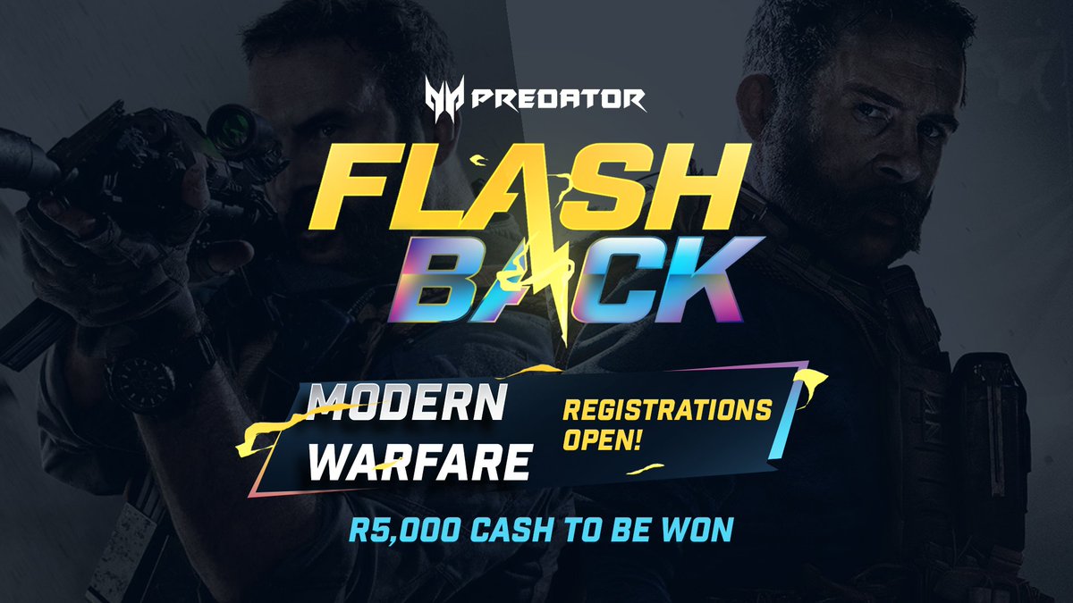 📝 Reminder to grab your duo and register for the #PredatorCODZA #ModernWarfare today.

💰 R5,000 cash up for grabs.

➡ Sign up for free: acgl.co.za/flashback/t/87…

#CODZA #esports #esportsZA #AfricanEsports #gaming #gamingZA