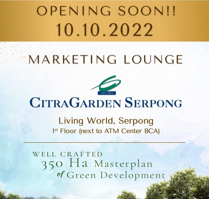 OpenOffice soon...10.10.2022

Di Alam Sutera
#citragardenserpong 
#citraserpong
#ciputraserpong