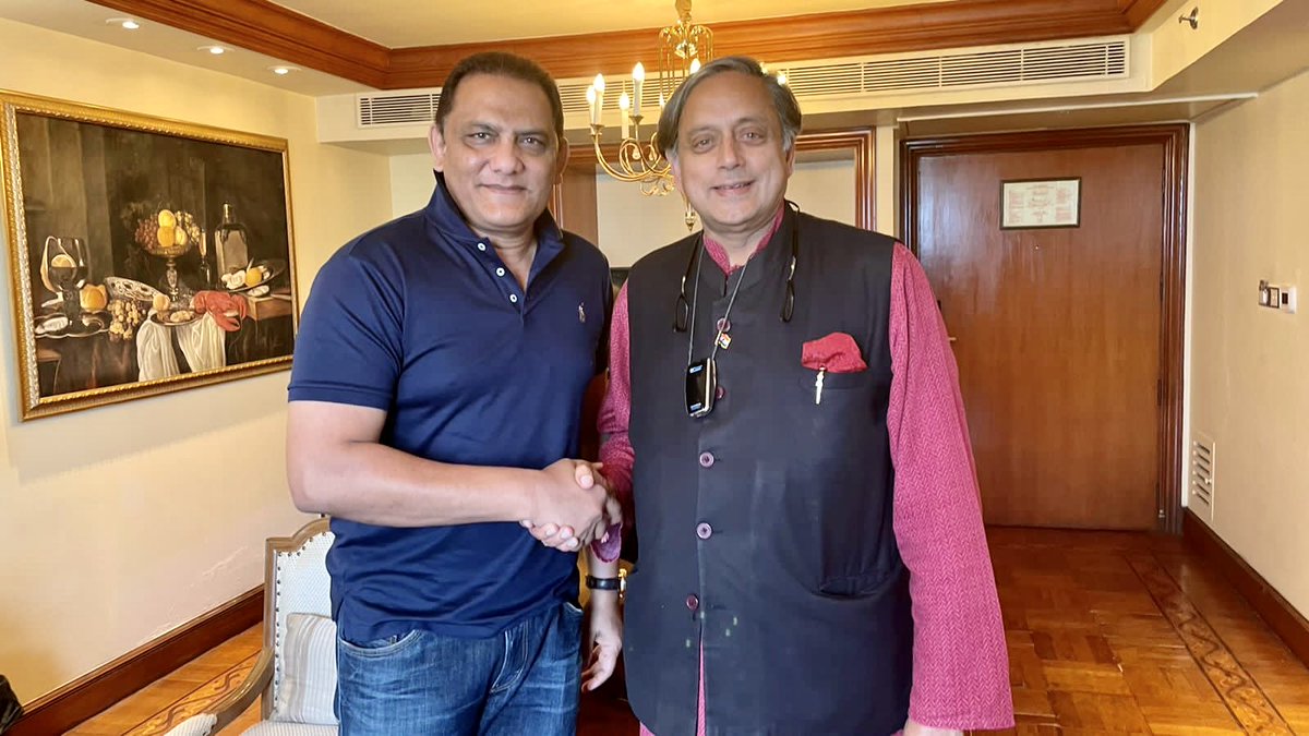 Delighted to receive the endorsement of former MP &amp; Indian cricket legend ⁦<a href="/azharflicks/">Mohammed Azharuddin</a>⁩ in Hyderabad today. Fit as ever &amp; raring to go, Azhar joins me in wanting change &amp; reform in our party so as to better equip us to take on the BJP. #ThinkTomorrowThinkTharoor
