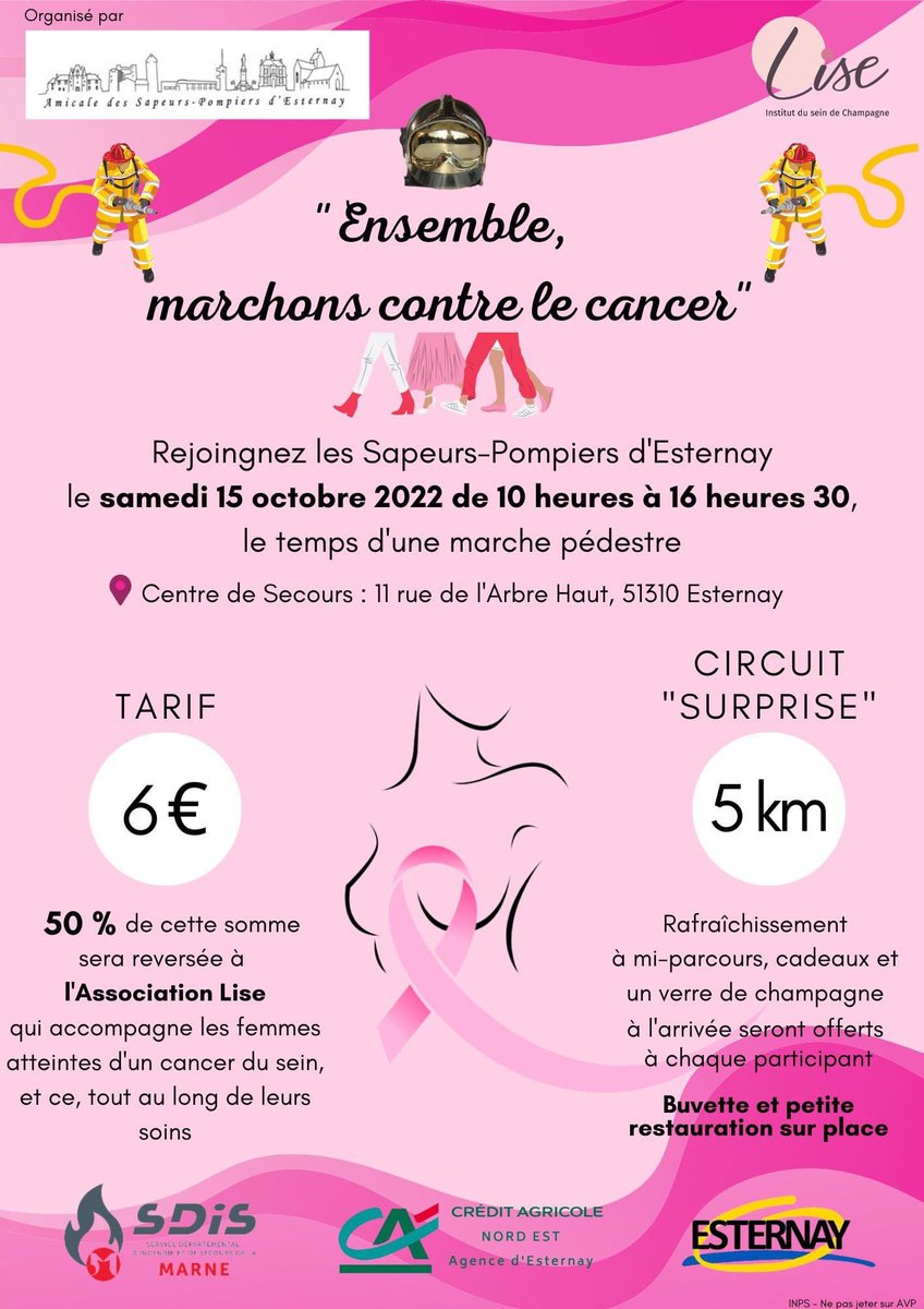 rcfcoeurdechamp's tweet photo. L’amicale des sapeurs-pompiers d’#Esternay organise une #marche pour #OctobreRose le samedi 15 octobre 2022 de 10h00 à 16h30. https://t.co/VvD4g9ZkCP