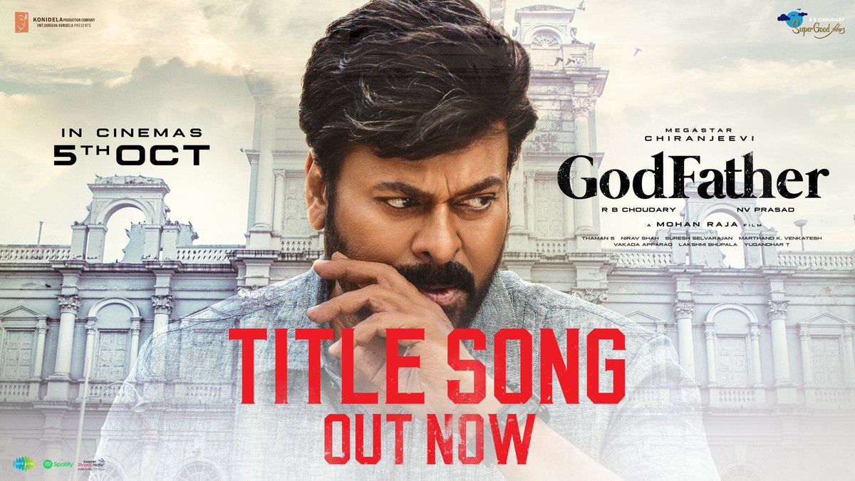 The Massive and Majestic aura of Megastar @KChiruTweets ❤️‍🔥 #GodFather Title Song out now💥 - youtu.be/qhNKSGPa7zs #GodFatherOnOct5th @BeingSalmanKhan @jayam_mohanraja #Nayanthara @ActorSatyaDev @MusicThaman @ramjowrites