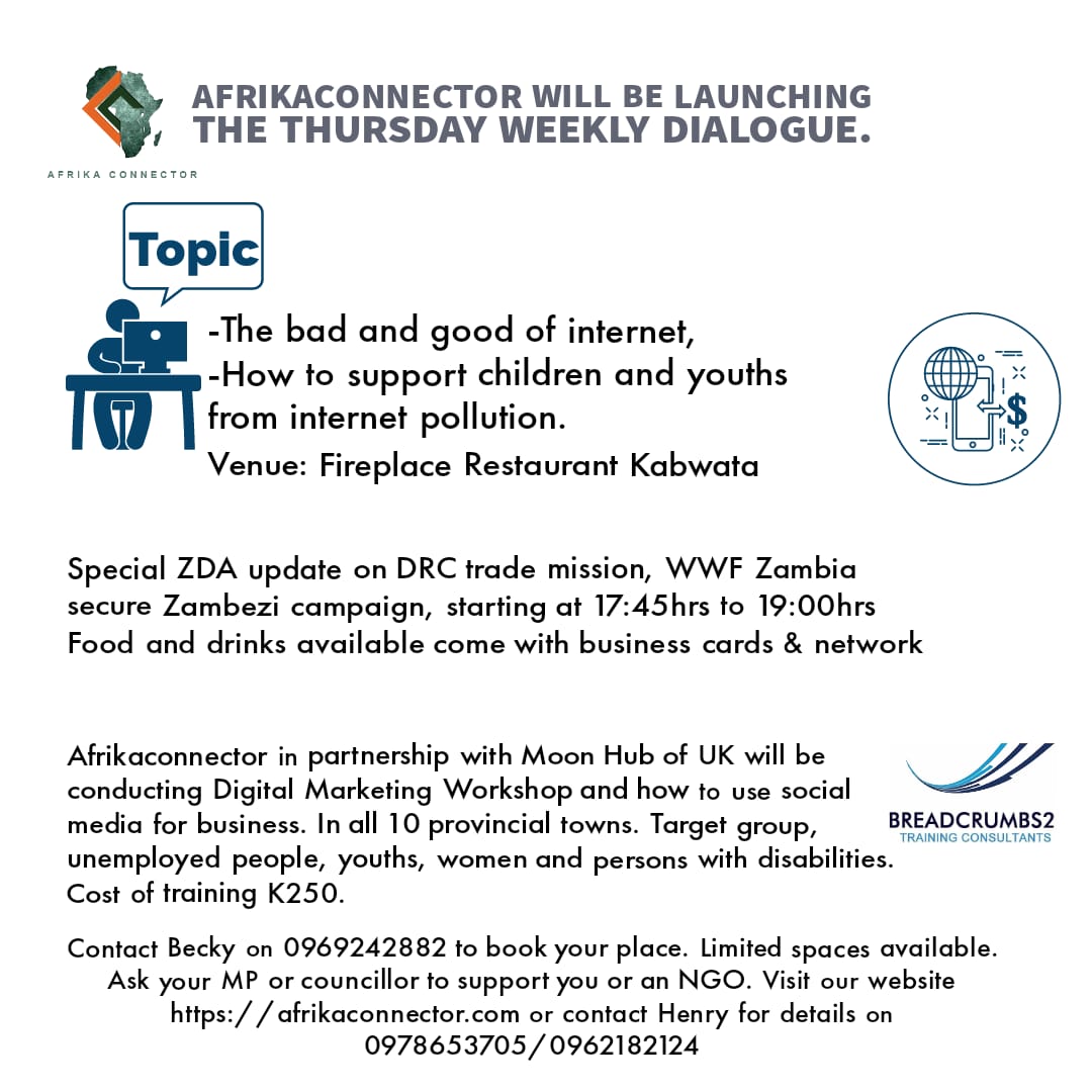 afrikaconnecta's tweet photo. Please join @UPNDZM @MTN_Zambia @HOT877Zambia @phoenixfmzambia @QfmZambia @MelindaKayumba @Mwangi3030 @NinahMwaba @wwfzambia @AirtelZambia2 @NalumangoMutale @ACCZambia @paulmumba_ @BuyoyaJonah @HoneFMRadio941 @Komboni949FM @Zedtwittar1 @KaluweKotutu @HonKakubo1 @KasandaChushi https://t.co/ONktFSvjoy