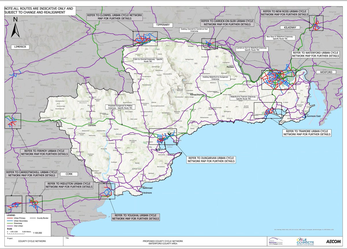 BikeWaterford's tweet photo. #CycleConnects #Waterford Proposed County Cycle Network https://t.co/WKBUtztGfK https://t.co/yKcZskozTj
