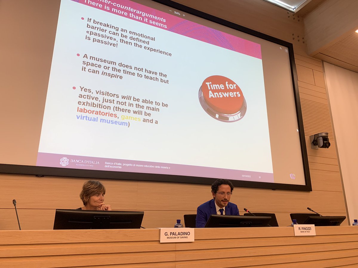 FinanceMuseums's tweet photo. The Bank of Italy @bancaditalia announces the new name of the interactive economics museum due to open in Rome in 2025: #MUDEM, Museum educativo della moneta e dell’economia, exhibits come alive in modern, interactive learning experience, explains Ricardo Finozzi at #IFFM22. https://t.co/8BCKjvtCZ4