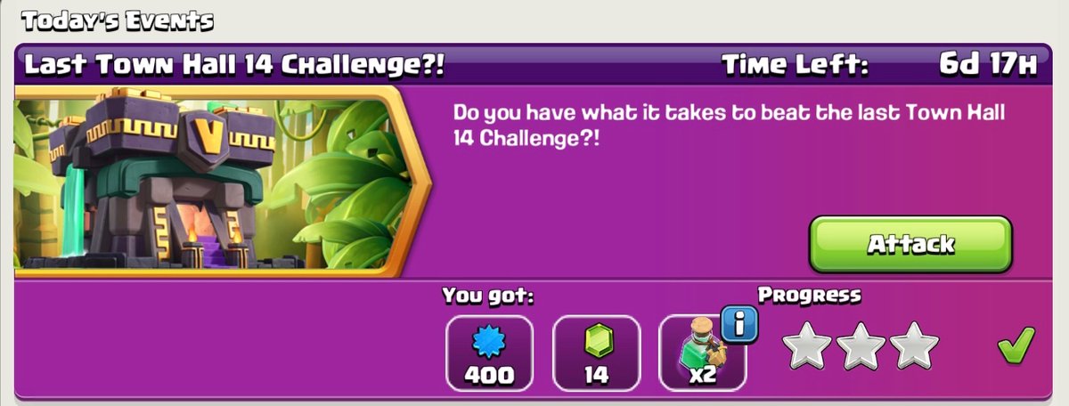 First hammer jam and now the last Townhall 14 challenge?😱
Looks like Townhall 15 it's just around the corner.🔝🔝

Any Idea of what color is it going to be?👀👀👇

#ClashOfClans | #clashon