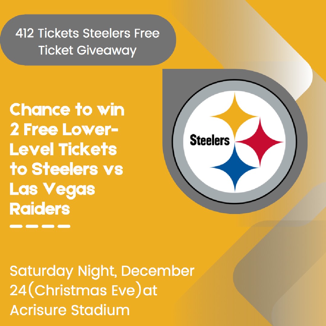 #SteelersTwitter, Our 21st #SteelersFreeTicketGiveaway
2 Free 100-Level Tickets #Steelers vs <a href="/Raiders/">Las Vegas Raiders</a> 
Sat Nite 12/24
Giveaway Starts Now ends Mon 10/3 11:59 pm
To Enter: Follow, RT &amp; Tag 4 Friends
You can Enter on our Facebook &amp; IG <a href="/412Tickets/">412 Tickets</a> too
Winner Agrees Not to Resale Tix