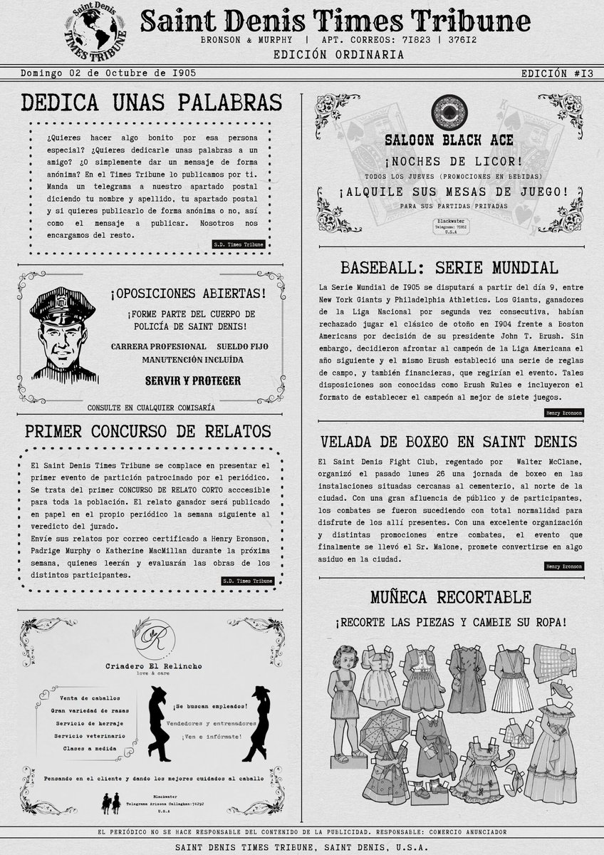 LaHermandadRP's tweet photo. ¡EXTRA EXTRA! ¡Nueva publicación del Saint Denis Times! 

¿A qué esperas para conocer todo esto IC? ¡Atentos a los futuros formularios de Octubre! https://t.co/Xq1q3MSM2H