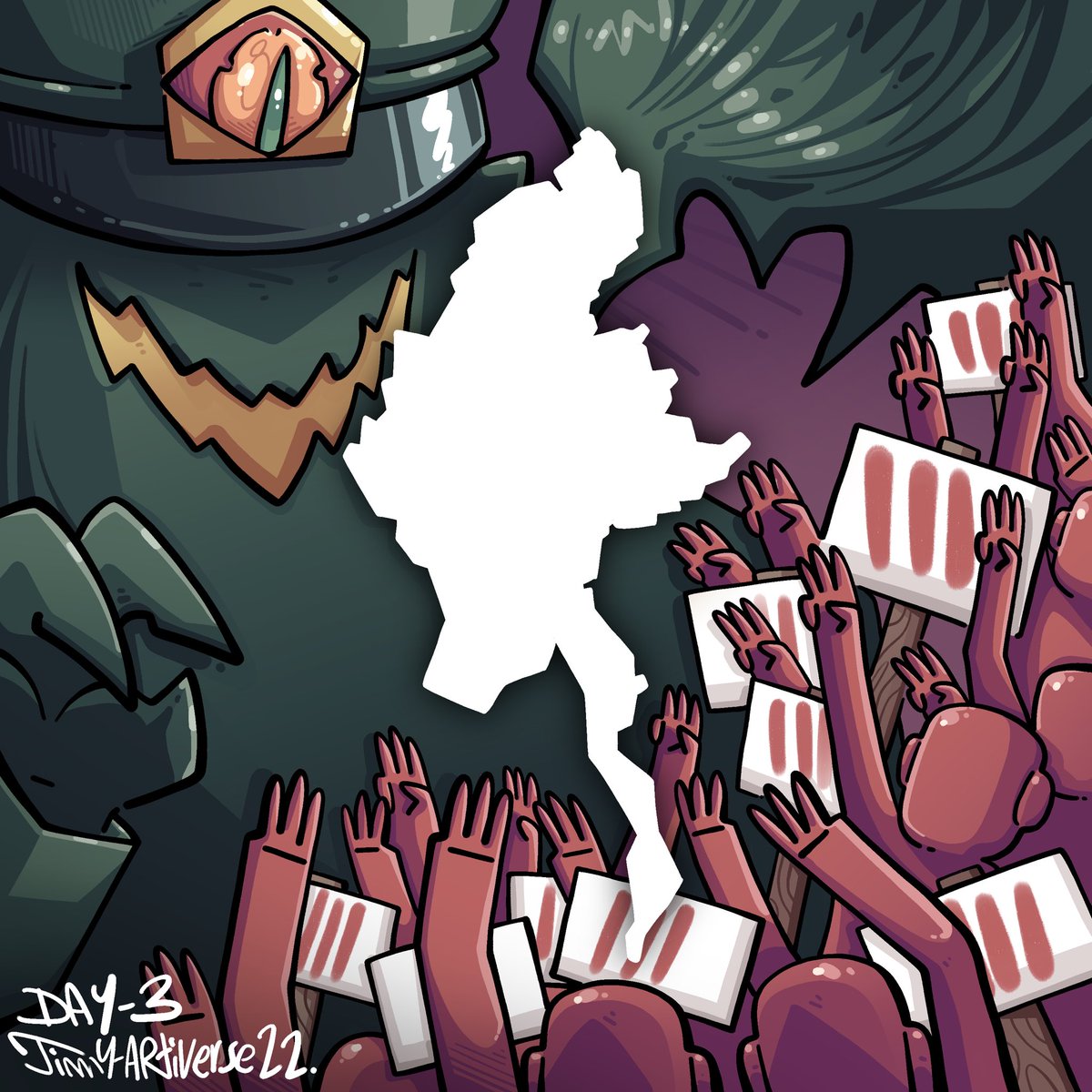 Spring Revolution of Myanmar + Inktober = Revotober

Day 3 : Fear
#Revotober 
#Inktober
#WhatsHappeningInMyanmar