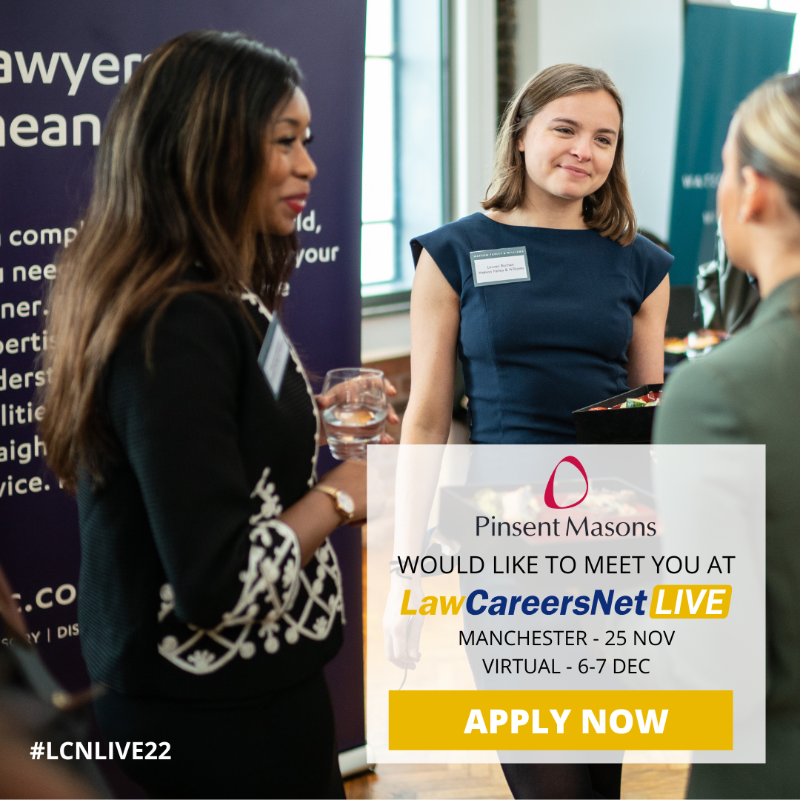 PMgrads's tweet photo. Thinking about a career in commercial law? Then come and see us at LawCareersNetLIVE 2022 in Manchester on the 25th November. 

It’s a must-attend event where you will get helpful tips and tricks to use when applying for a training contract.

#LCNLIVE22