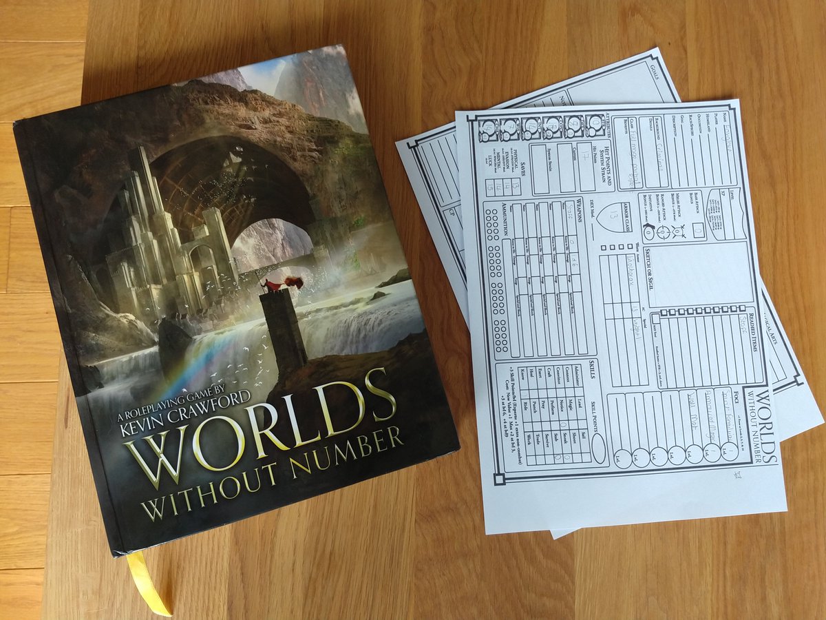 DroidAvoid's tweet photo. Introduced a friend to #TTRPG. Running #LostSoulsOfEthandos using #WorldsWithoutNumber heroic rules for solo play. Rolled up a PC... "Foxglove Wolfmitten" ๐๐ https://t.co/z0qjqQOJA3