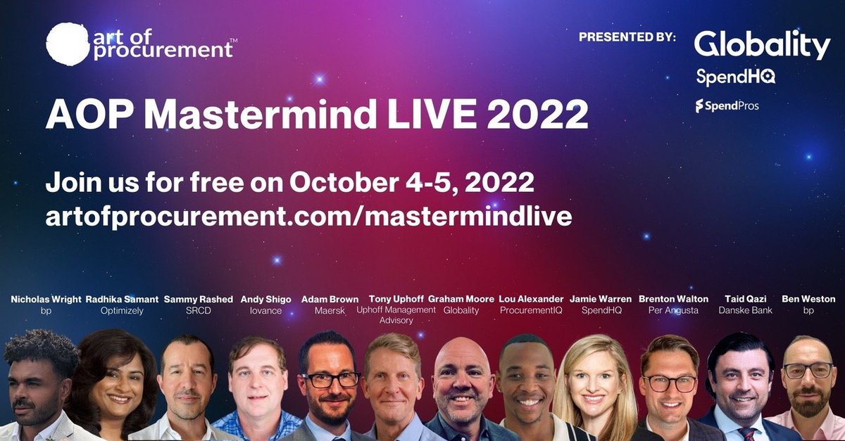 Globality, Inc. (@globalityinc) on Twitter photo Make sure you join us for <a href="/aopshow/">Art of Procurement</a> Mastermind Live, starting tomorrow, to learn more about how innovative #technology can help maximize #procurement’s impact. Click here to register: hubs.ly/Q01nHVWZ0 Make sure you join us for <a href="/aopshow/">Art of Procurement</a> Mastermind Live, starting tomorrow, to learn more about how innovative #technology can help maximize #procurement’s impact. Click here to register: hubs.ly/Q01nHVWZ0
