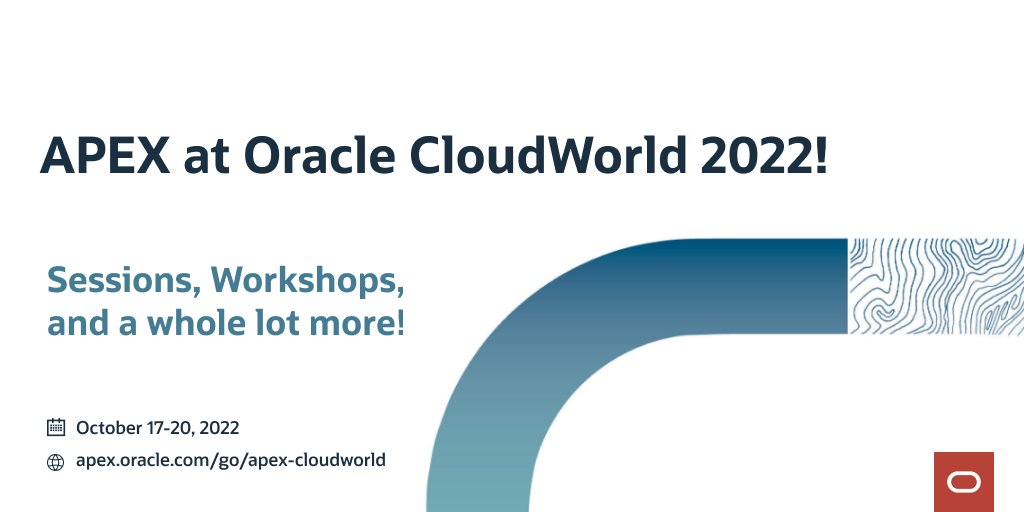 OracleAPEX's tweet photo. 😊 We are ready and counting down!

🚀 Meet the APEX Team at Oracle CloudWorld 2022!

📅 October 17-20, 2022
https://t.co/PbFxULp0lz

#orclAPEX #LowCode #Oracle https://t.co/QelhUowOq0