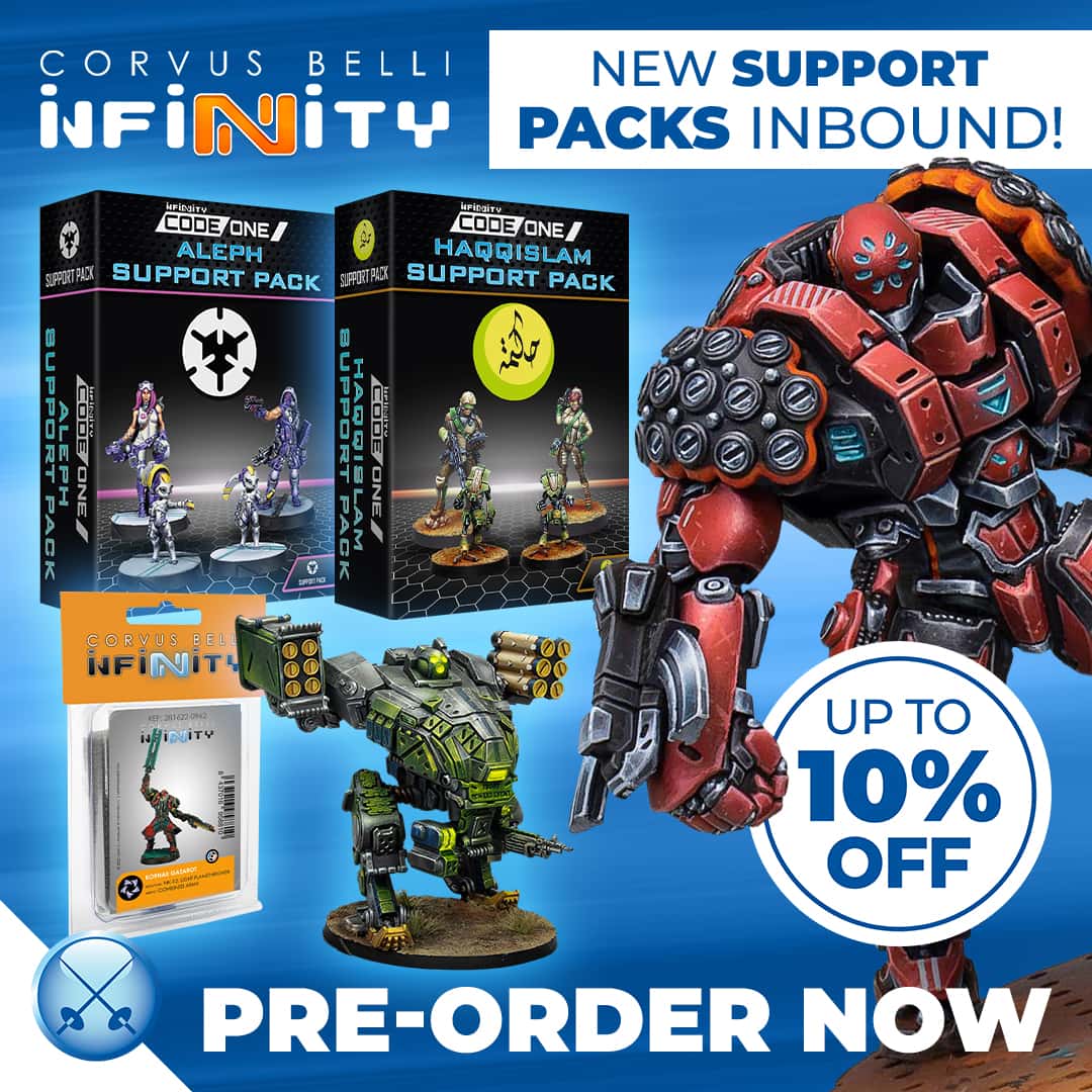 WaylandGames's tweet image. Backup has arrived following Operation Blackwind with new Aleph and Haqqislam Support Packs, as well as new TAGs and more for #Infinity!

Pre-order now with up to 10% off here: bit.ly/3dVFSzj

#CorvusBelli #InfinityCodeOne #Miniatures #Wargaming #MiniatureWargaming