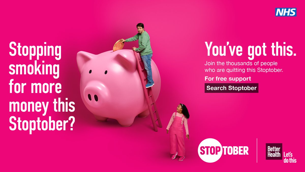 #Stoptober is here!! Join the thousands of people stopping smoking this October. #QuitSmoking, start moving, save money and breathe easier. bit.ly/3qVb18N
