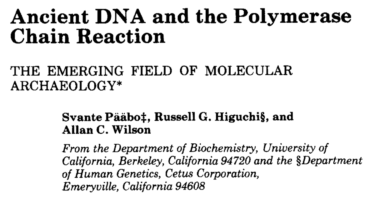 UrnovFyodor's tweet photo. Today's Nobel Prize to Svante Pääbo originated in his work as a postdoc here at @UCBerkeley with Allan Wilson - this is from 1989.
H/t @DavidGDrubin https://t.co/DlSEaWMVGz
