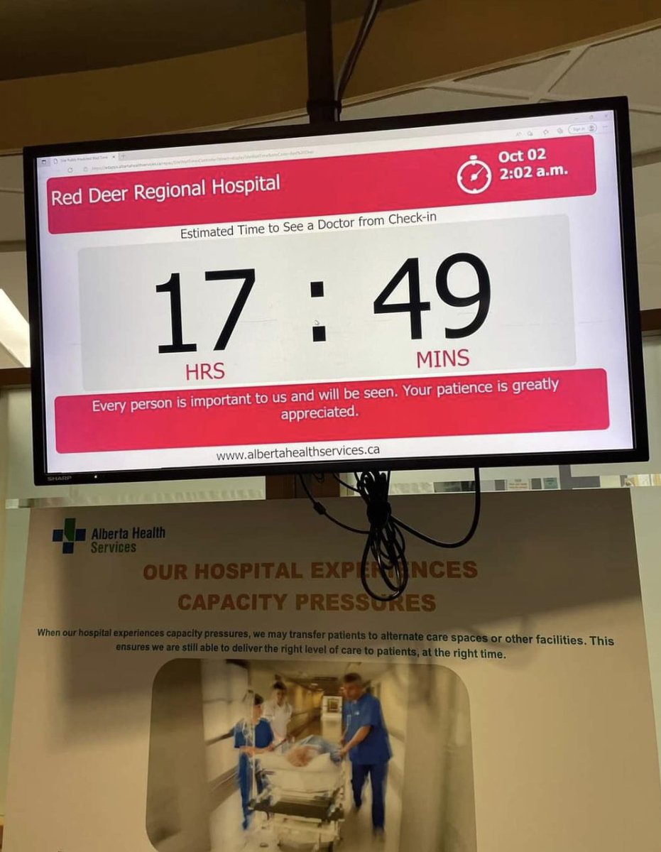 This was taken at the Red Deer Regional Hospital over the weekend.

A wait of nearly 18 hours.

This is unacceptable. We need a real plan — not more UCP political games — to end the chaos in public healthcare.

#ableg #abhealth #yqr