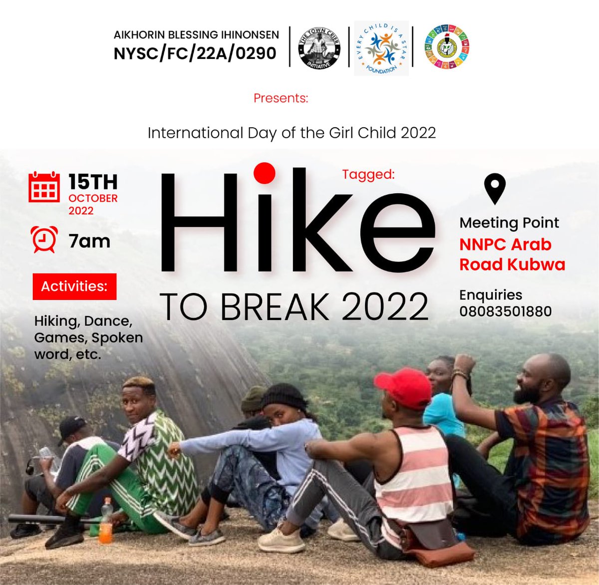 TownCrierAfrica's tweet photo. We want the 10th anniversary for International #DayoftheGirl to be LOUDER!

 We are raising our heads 🗣️ &amp; voices 📢 for this year celebration

Join our #Hike2Break #Run2Break let's use sports &amp; social activity to generate discussion around silence surrounding menstruation 🩸 https://t.co/xVzWHPqTtq
