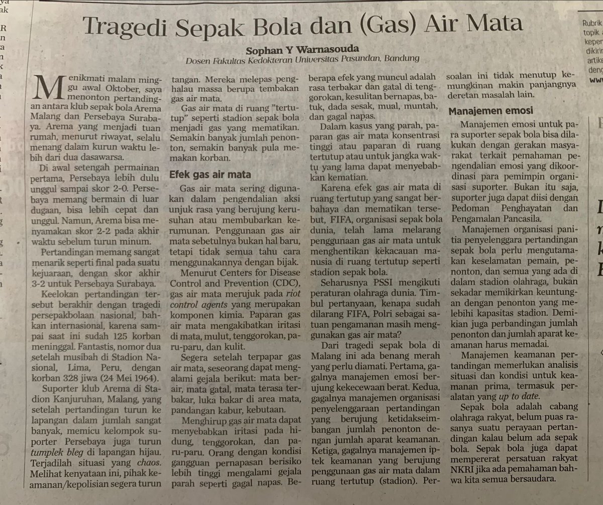Dear <a href="/hariankompas/">Harian Kompas</a> , tidak ada supporter Persebaya yang datang ke Kanjuruhan apalagi sampai turun ke lapangan. Ini tulisan ngawur dan tidak berdasarkan fakta