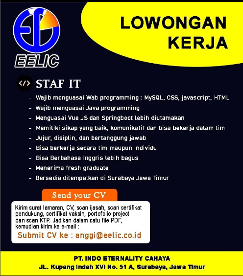 lokerit_01's tweet photo. Dibutuhkan Lowongan Kerja IT untuk 5 Orang
Silahkan kirimkan lamaran kalian pada email yg tertera
Share dan bagikan ke teman-teman kalian
#lokerprogrammer #lokerit #lokerdeveloper #staffit #loker #lowongankerja https://t.co/7u6EfixHuN