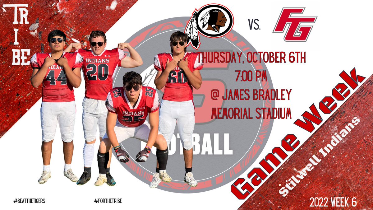 StilwellOKHSFB's tweet photo. Back at the JBM for a tangle with the Tigers.
๐Fort Gibson
๐๏ธ Thursday Oct 6
โ๏ธ 7:00 PM CT
๐ James Bradley Memorial Stadium, Stilwell, OK
#BeatTheTigers #ChasingOneAndZero #IAGDTBAI #StilwellSpirit #OKHSFB #RunItBack #ForTheTribe https://t.co/7qTn6TNM2y