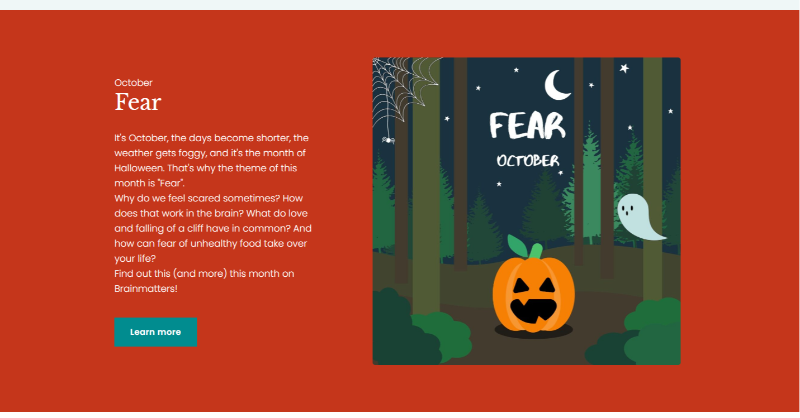 BrainMatters_NL's tweet photo. 🎃 New month, new theme: Fear! Read everything on "Fear in the brain" and "Orthorexia" in our newest articles.

🎃 Nieuwe maand, nieuw thema: Angst! Lees alles over "Angst in het brein" en "Orthorexia" in onze nieuwste artikels.

#Brain #Spooktober #Fear