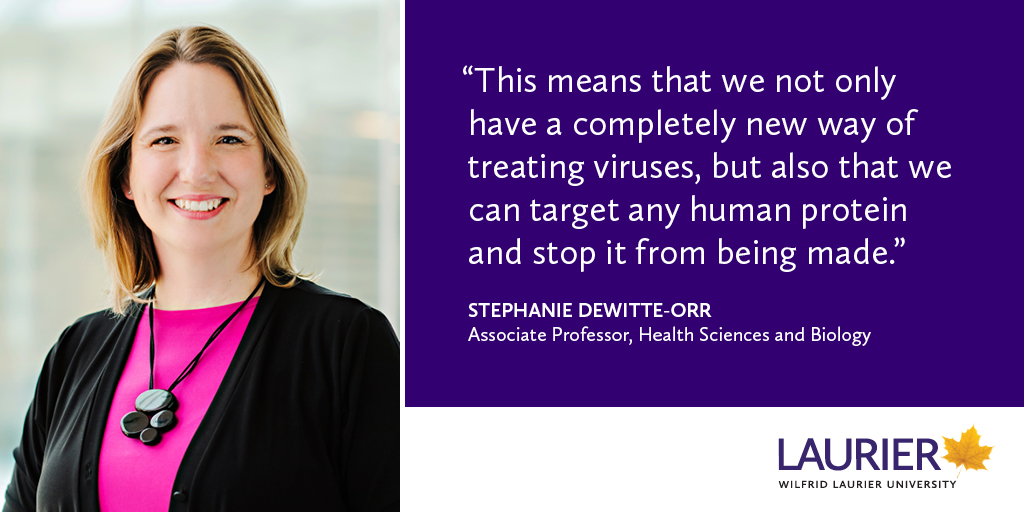 LaurierResearch's tweet photo. #Laurier virologist Stephanie DeWitte-Orr has made a world-first discovery with the potential to change the way we treat a wide variety of ailments, from #cancer to lower back pain to viruses, including coronaviruses. @FrontImmunol

Learn more: https://t.co/MuOflM5WpV https://t.co/7mFfKuXKlq