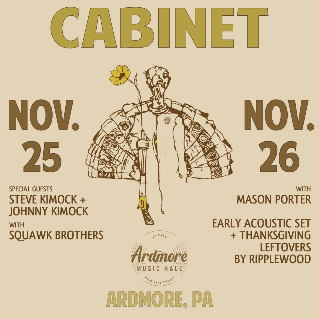 ON SALE NOW 🦃🪕 Jamgrass locomotive <a href="/cabinetmusic/">Cabinet</a> is coming home for the holidays with special guests <a href="/KimockMusic/">Steve Kimock</a>, <a href="/JohnKimock/">John Morgan Kimock</a> and more TBA! Three special shows on Thanksgiving weekend including a very special early acoustic set!

Tickets here &gt;&gt; bit.ly/CabinetAMH22