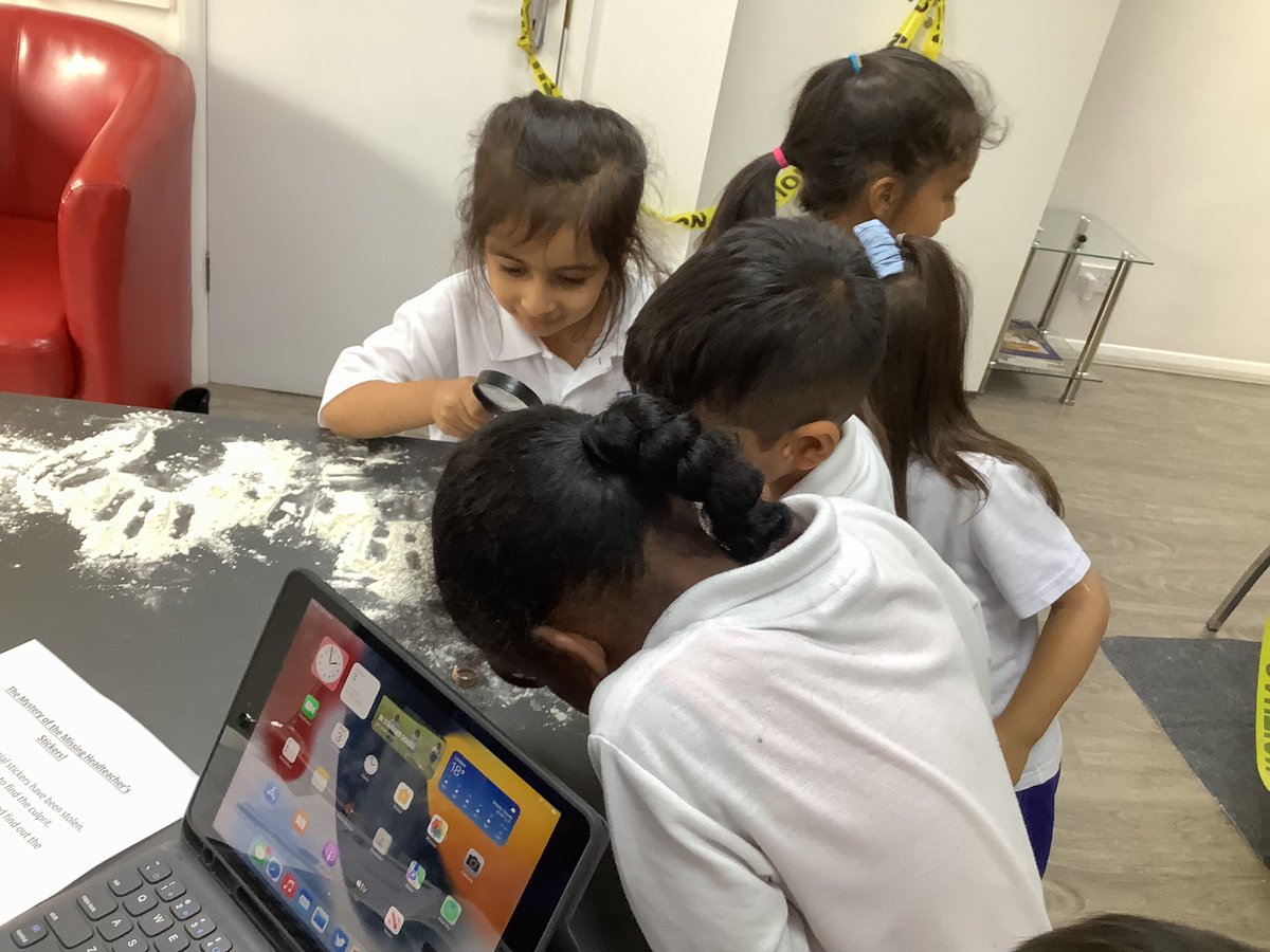 EssendeneLodge's tweet photo. The mystery of Mrs Ali’s missing stickers. Not to fear… Oak Class is here! Counting and measuring to solve the clues. #mathsweek #learningisfun #crackingcodes #solvingproblems @ILG_uk_ltd @EssendeneLodge https://t.co/xBAuFplELu
