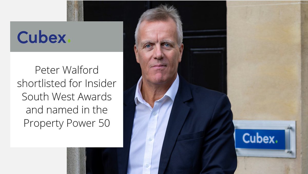 Peter Walford has been shortlisted for <a href="/insiderswest/">Insider</a>'s Awards for the Property Personality of the Year title, which is aimed at celebrating the person who has had the biggest personal impact on the property sector in the region. Read more here: cubex-land.com/peter-walford-…