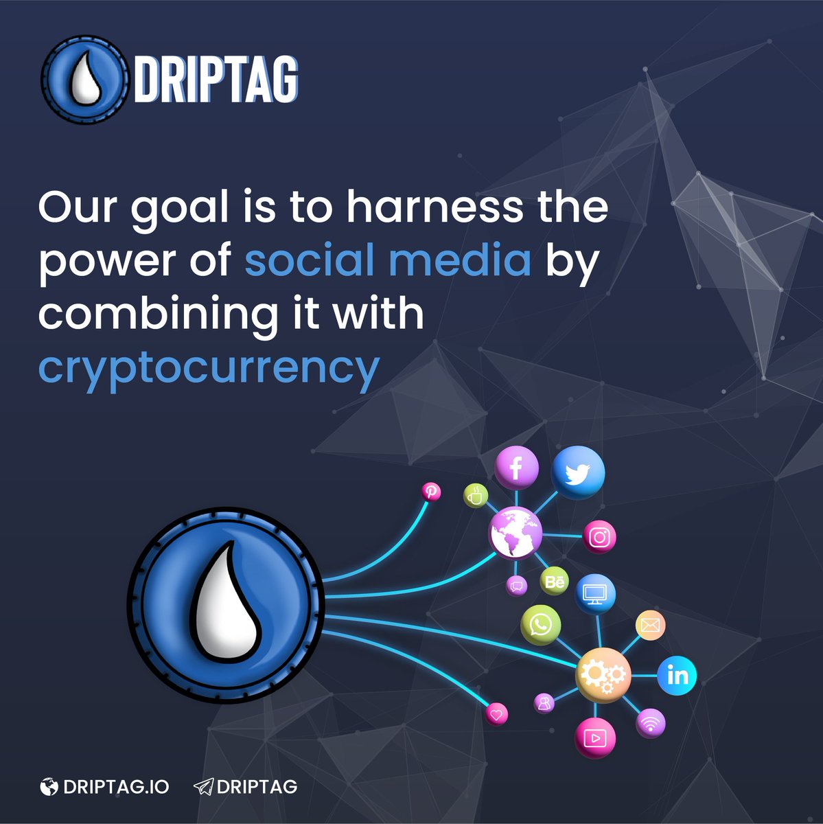 driptagio's tweet photo. We brought a revolutionary ecosystem into existence that combines social media with cryptocurrency and harnesses the “power of social media” by translating it into user rewards for our members.

#driptag #tagprotocol #socialmediamining #hashtagmining #Binancesmartchain #token https://t.co/FeBdEjQSIr