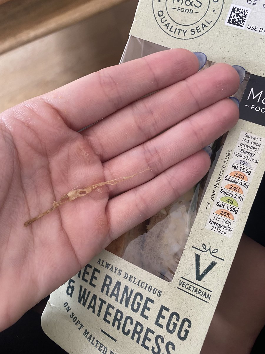 robyn2311's tweet photo. @marksandspencer what the hell is this in my egg sandwich? https://t.co/nj4W3LYaBd