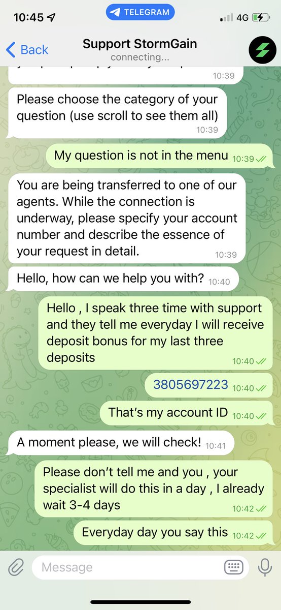 TGizdov's tweet photo. @StormGain_com You didn’t help the diamond status members , and didn’t fix the problem , your support in telegram , only lies for 1 week ! Bad https://t.co/lGFjmmeUvd