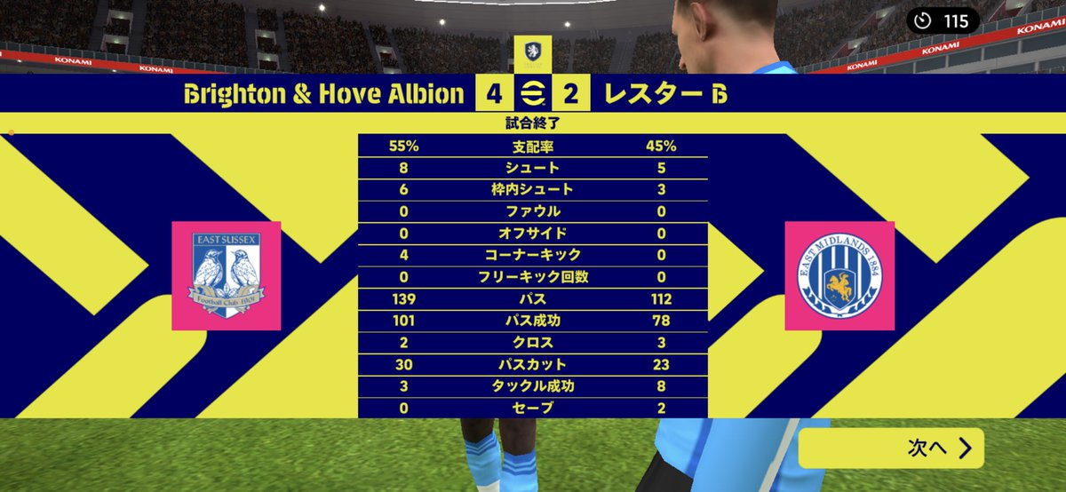 frontale_1111's tweet photo. egCWCプレミアリーグ第１４節
🆚Leicester City  ４ー２⭕️

８分ウェブスター（１）🐬
４５＋１分ウンダブ（１６）🐬
４９分ヴァーディ🔵
７６分三笘薫（３）🐬
７９分ウェルベック（６）🐬
８６分ダカ🔵

８連勝で首位撃破🔥
クロスの質が良き！
対戦ありがとうございました🙇‍♂️
#egCWC
#しぶらいとん https://t.co/JTvqYwFn79