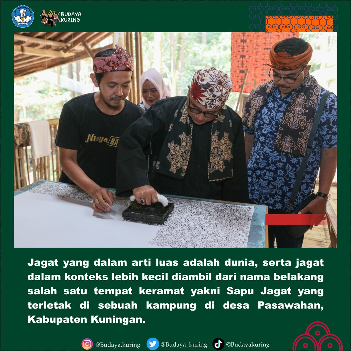 budaya_kuring's tweet photo. Sampurasun Baraya 😊
Tanggal 2 oktober kemarin diperingati sebagai Hari Batik Nasional.
Dalam memperingati hari batik tersebut sebuah Perhelatan di gelar di Kabupaten Kuningan Jawa Barat.

Yuu lihat bagaimana Jagat Batik dan indahnya batik kuningan di instagramnya @jagat.batik 😊 https://t.co/6RJS6oFsfA