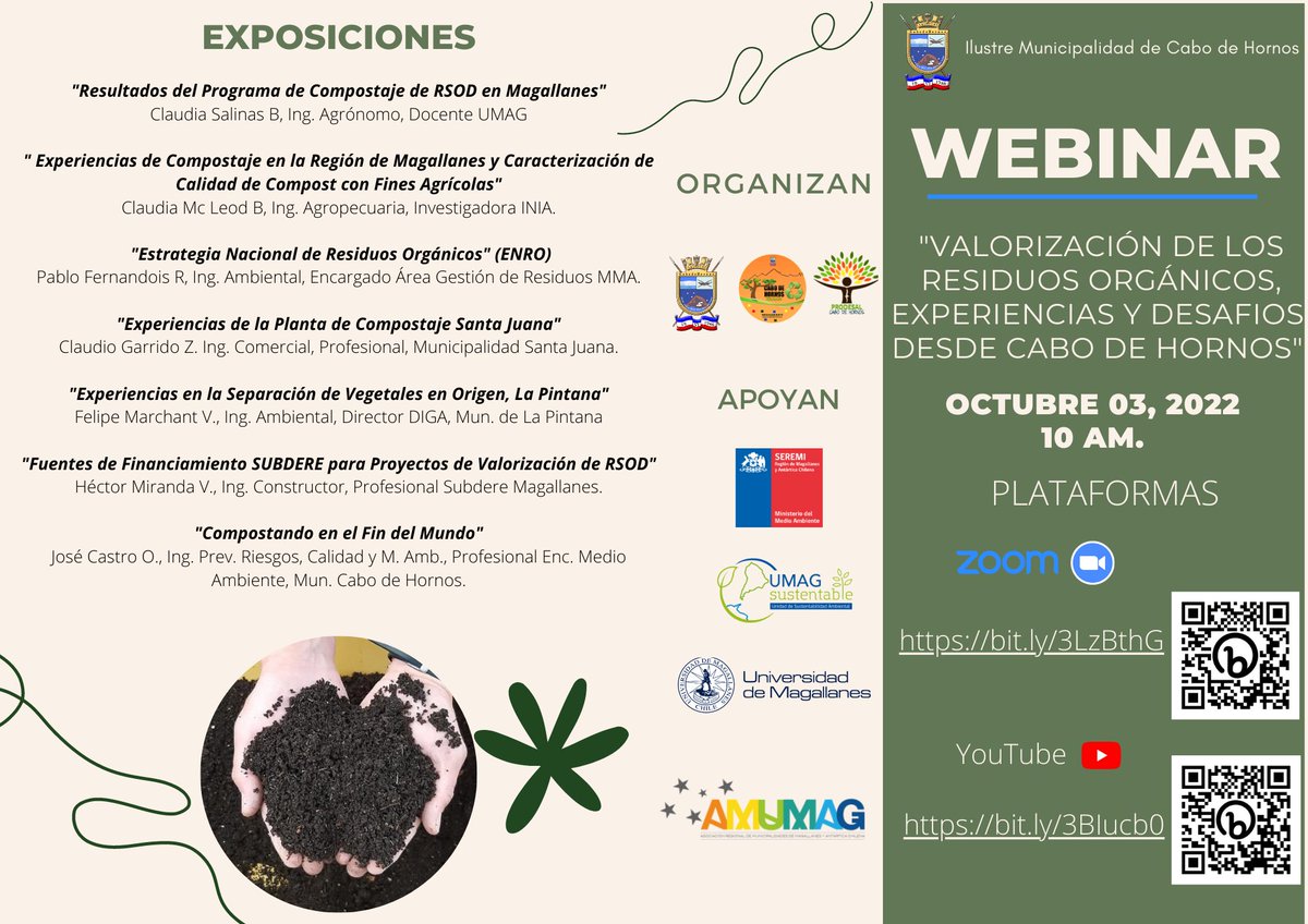 MMAMagallanes's tweet photo. Comienza Webinar “Valorización de los Residuos Orgánicos, Experiencias y Desafíos desde Cabo de Hornos”, organizado por la Municipalidad de Cabo de Hornos. Seremi @DanielaDroguett entregó saludo y posteriormente se presentará la Estrategia Nac. de Residuos Orgánicos del @MMAChile https://t.co/ttRVBxS3PG