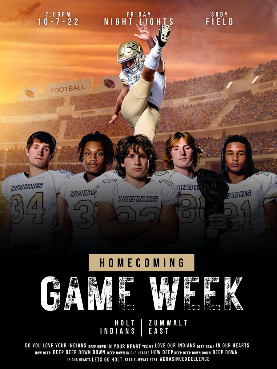 NationHolt's tweet photo. Kicking Off Homecoming Week!
Holt takes on Fort Zumwalt East at Soby Field Friday at 7pm! LET'S GO HOLT!! #HOCO2022 #chasingexcellence @HoltFB https://t.co/CAu0WOjMIT