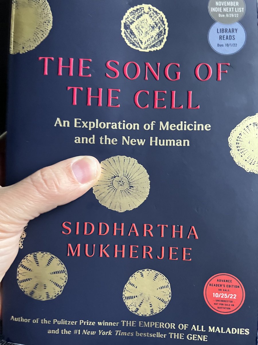 Finished an advance copy of ⁦<a href="/DrSidMukherjee/">Siddhartha Mukherjee</a>⁩ new book “The Song of the Cell” out 10/25. It’s another masterful work by this author; a sweeping treatise on the discovery of cell functions, how they sometimes go awry in disease, and can be manipulated to create new therapies