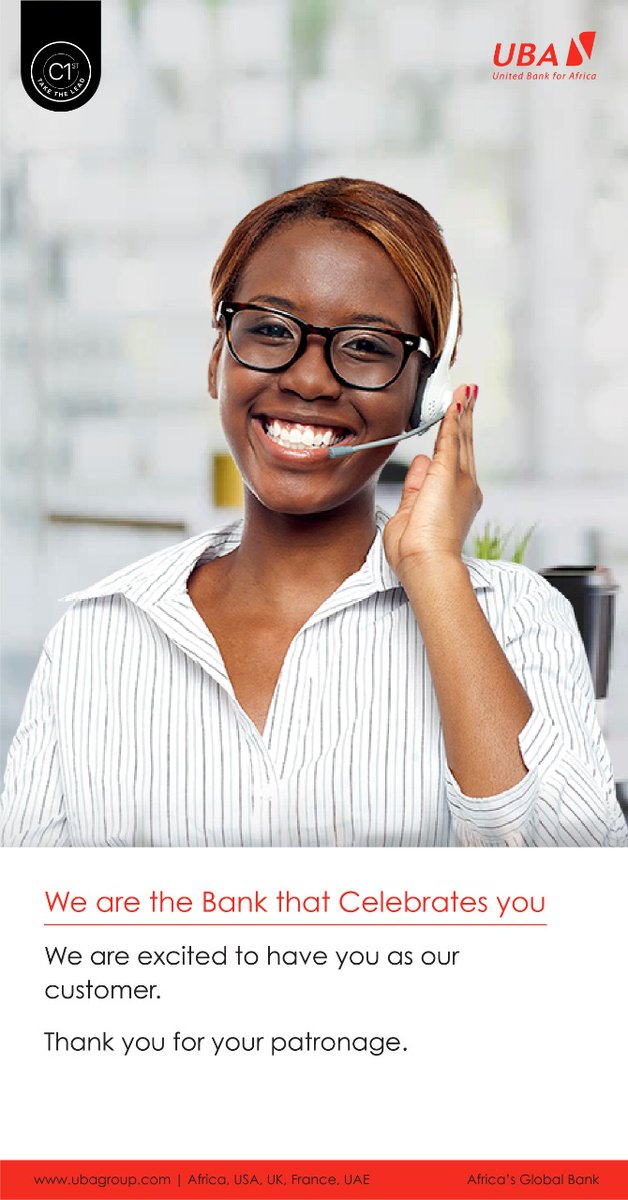 UBA_KE's tweet photo. We would like to take this opportunity to celebrate you for your business support and patronage. This week, transact at any UBA Branch and get a gift. Happy Customer Service Week!
#UBAKenya
#CustomerServiceWeek2022
#thankyou https://t.co/GZSh9s82NH