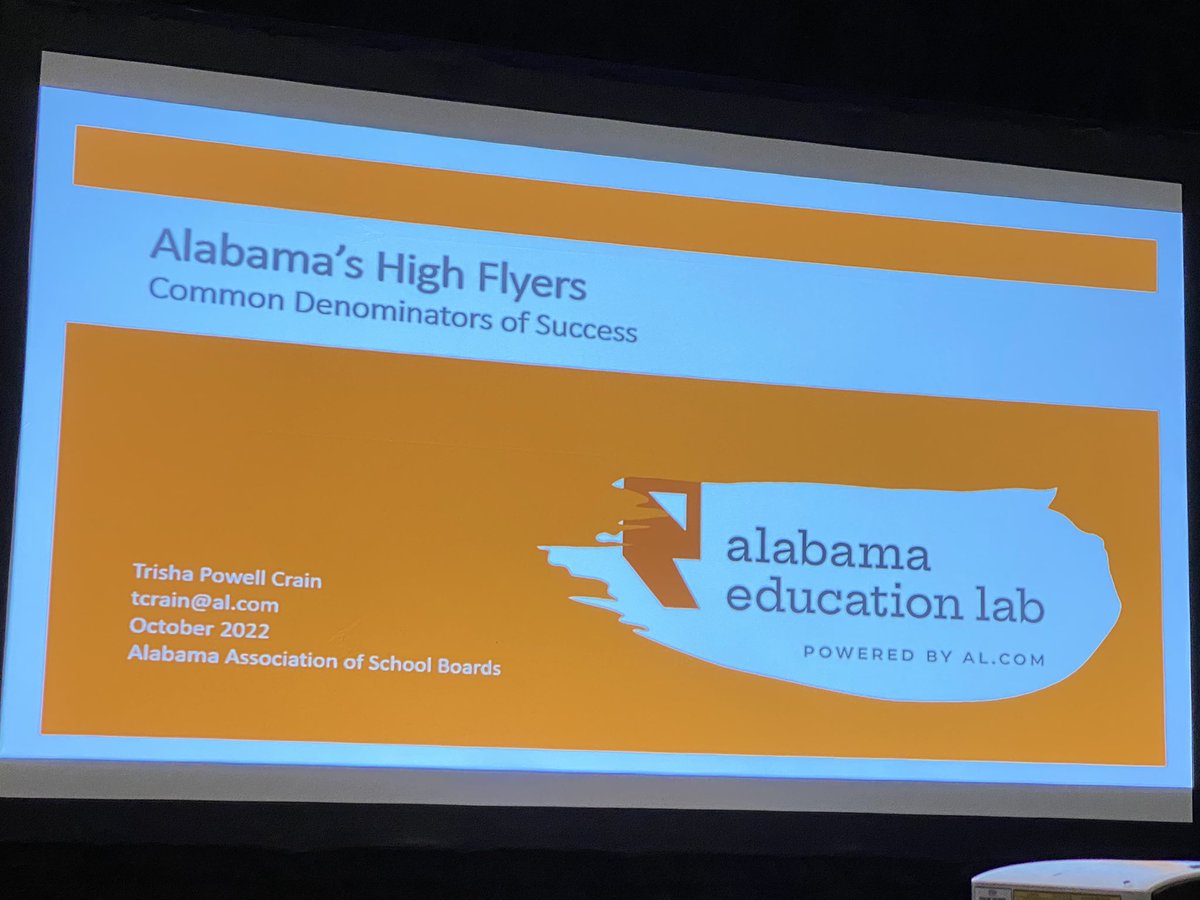 bwilder67's tweet photo. Listening to @Trish_Crain speak about her research on what “high flyer” schools are doing to ensure students succeed despite poverty and low funding. @AlaSchoolBoards #AASBFALLCONFERENCE https://t.co/nKeL8xWwWx