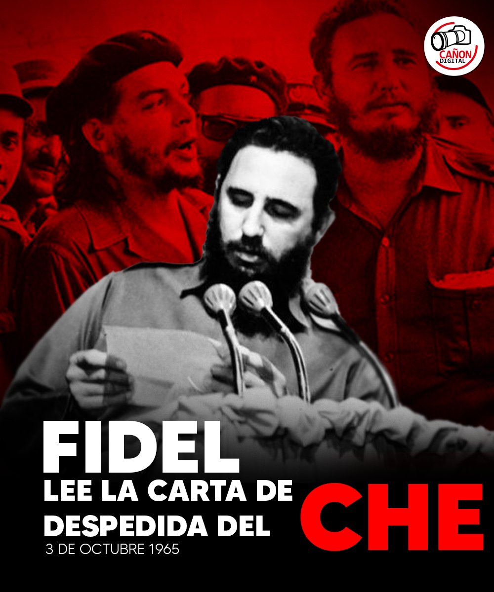 Carta de despedida del Che a Fidel ocurrió en el acto celebrado el 3 de octubre de 1965: En La Habana, Fidel Castro lee oficialmente la carta de despedida del comandante revolucionario cubano-argentino Ernesto Che Guevara.

#Nicaragua